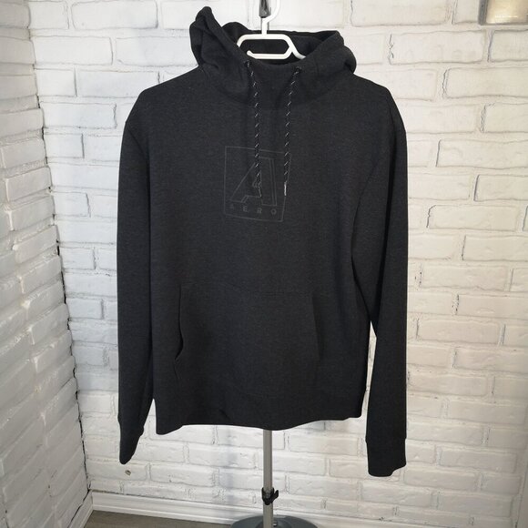 Aeropostale Men's Size Medium Black Straight Fit Drawstring Scuba Hoodie - Picture 1 of 9